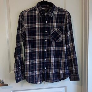Banana Republic 100% cotton flannel Navy Plaid Shirt